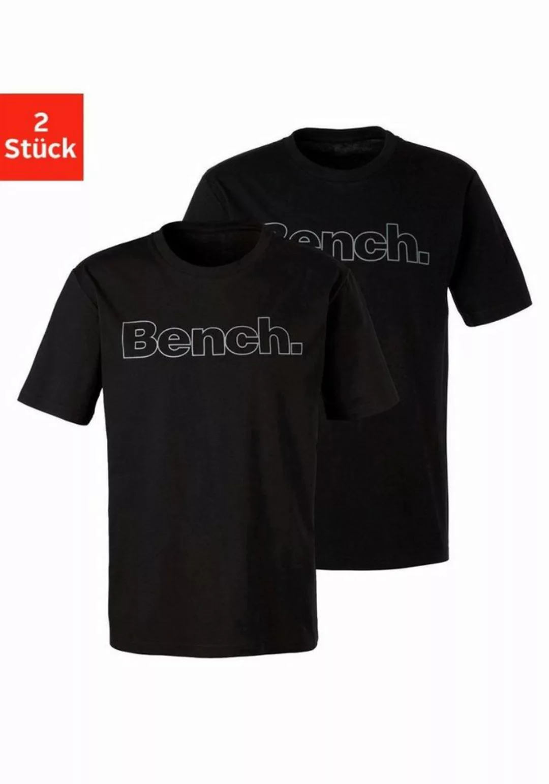 Bench. Loungewear T-Shirt (2-tlg) Shirt mit Logoprint, Basicshirt mit Rundh günstig online kaufen