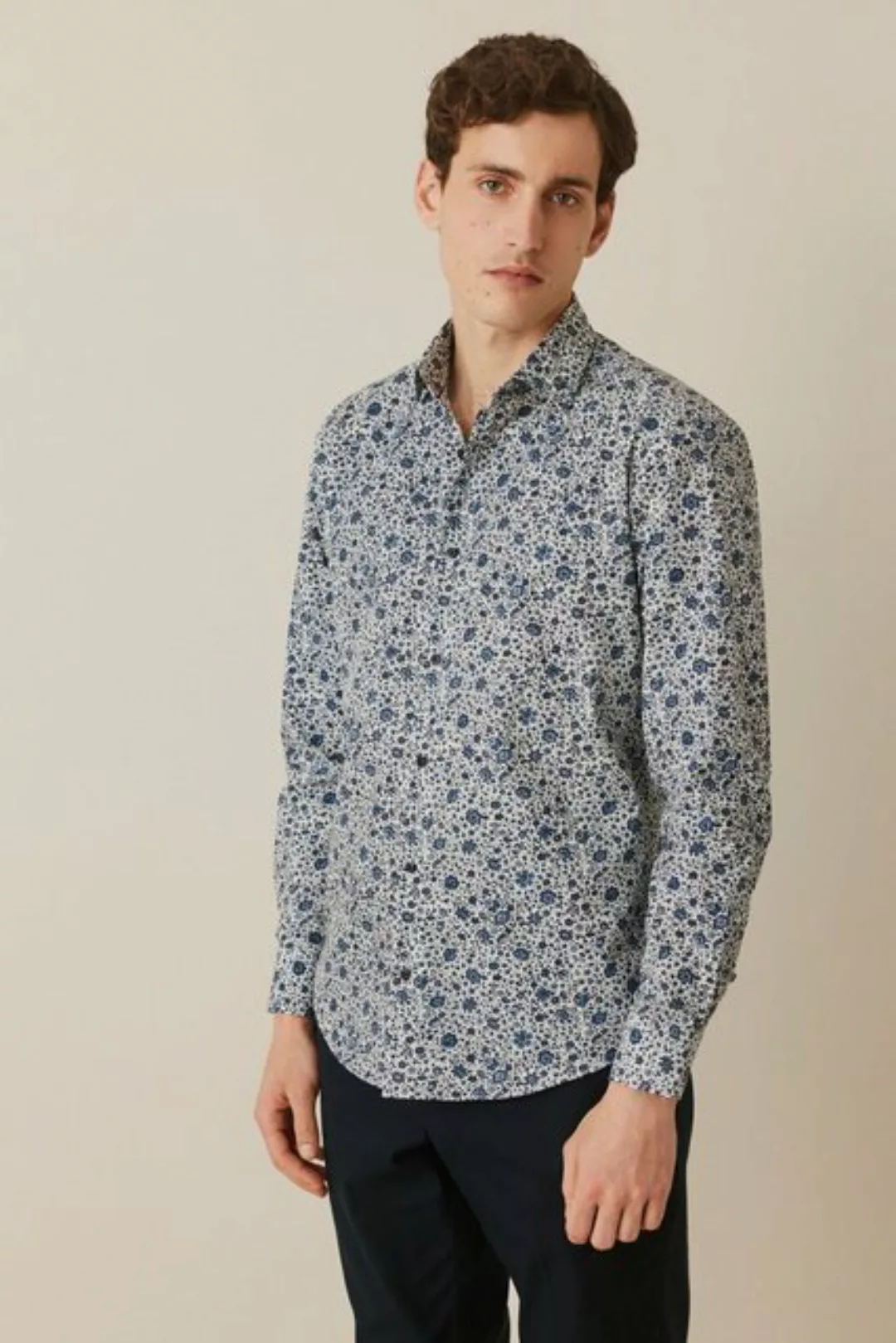 Next Langarmhemd Formelles Slim Fit Hemd mit Print (1-tlg) günstig online kaufen