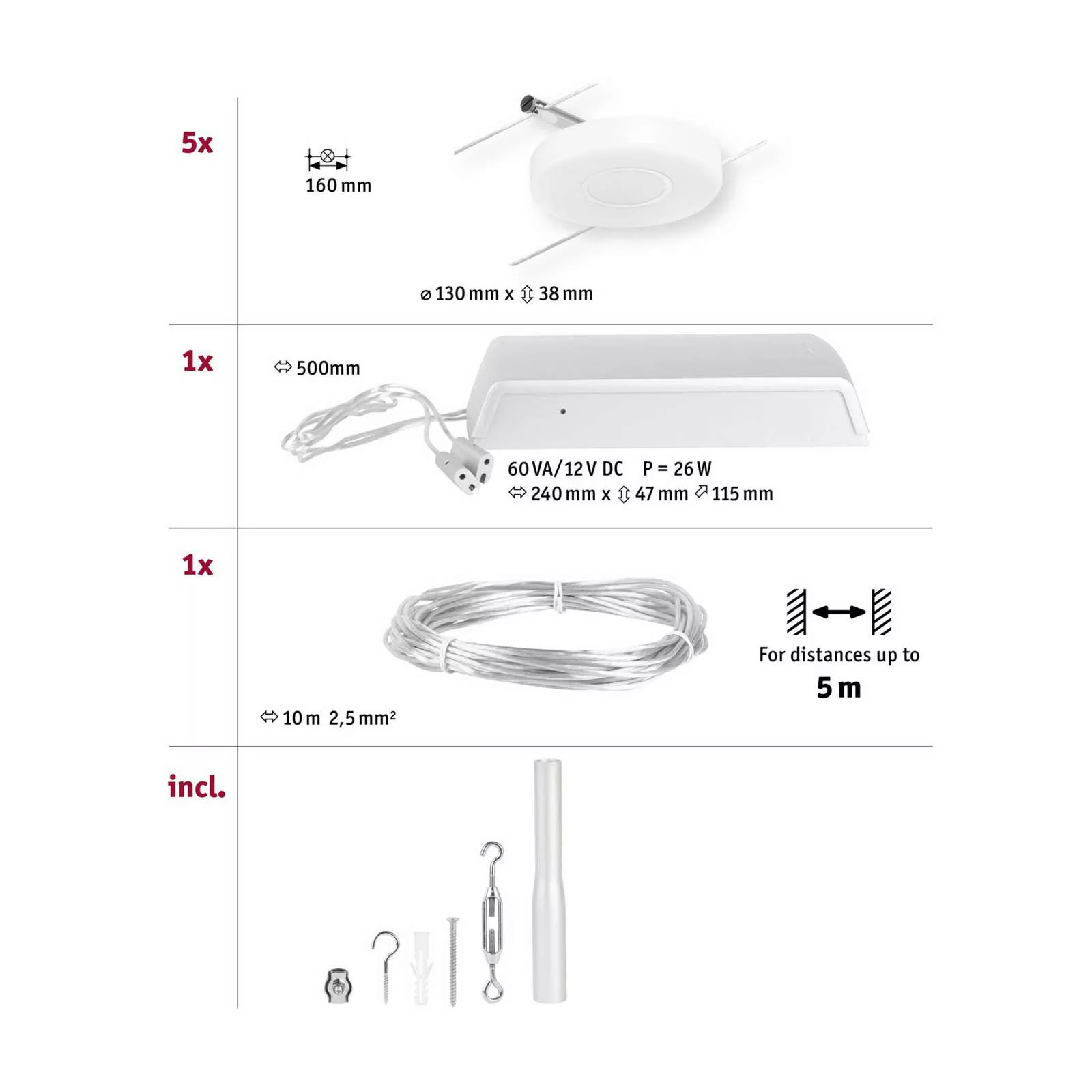 Paulmann Wire DiscLED LED-Seilsystem, fünfflammig günstig online kaufen