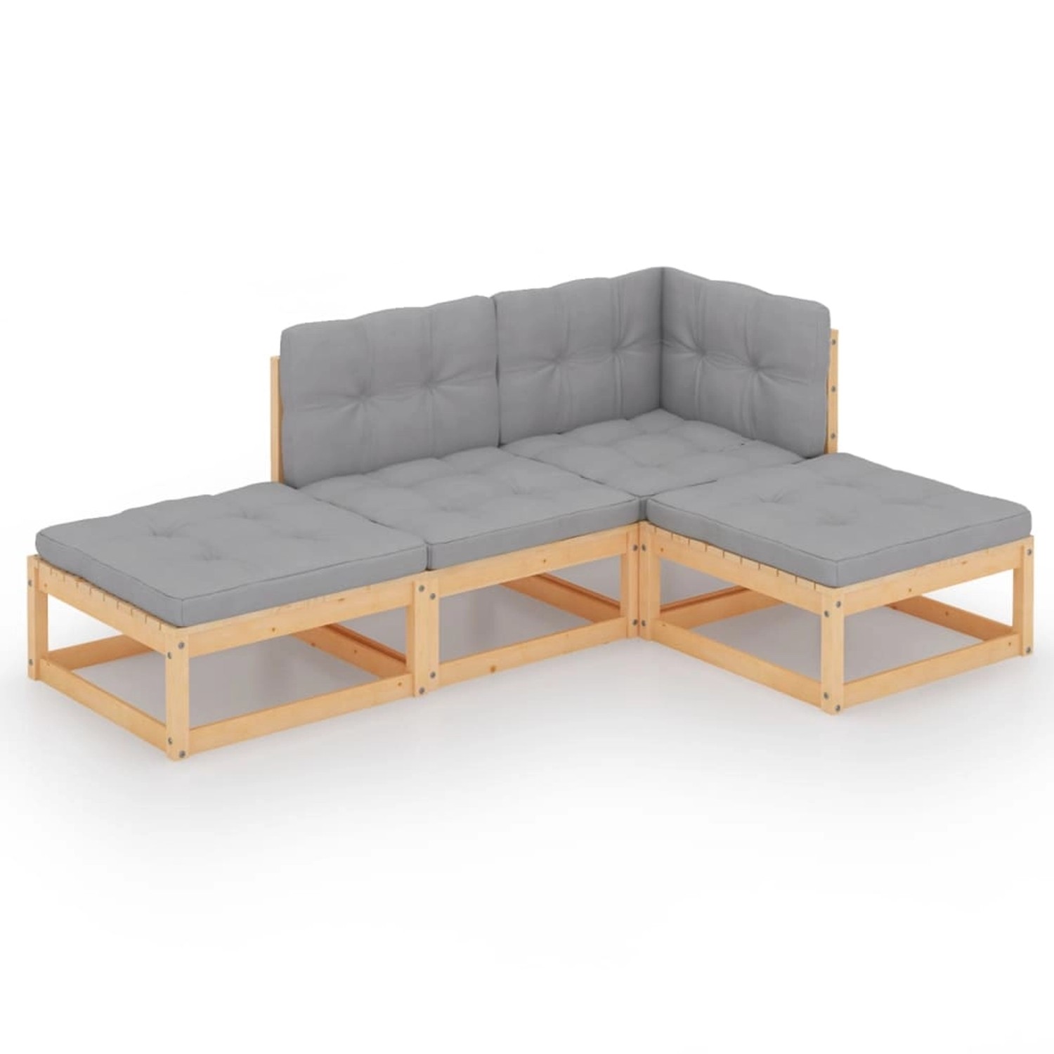 4-tlg. Garten-lounge-set Mit Kissen Kiefer Massivholz günstig online kaufen