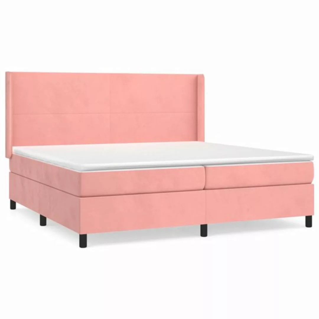 vidaXL Boxspringbett Boxspringbett mit Matratze Rosa 200x200 cm Samt Bett B günstig online kaufen