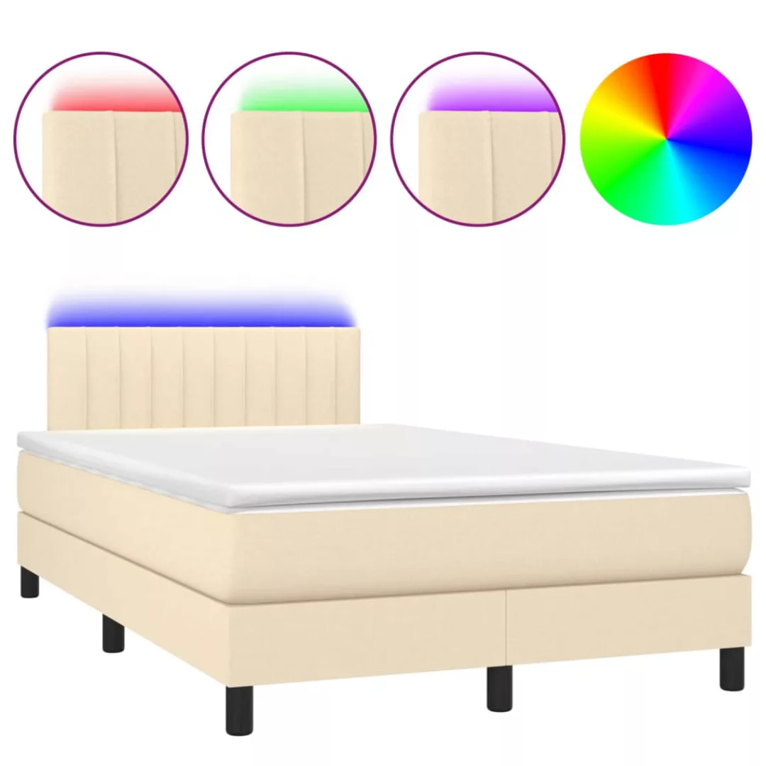 Vidaxl Boxspringbett Mit Matratze & Led Creme 120x200 Cm Stoff günstig online kaufen