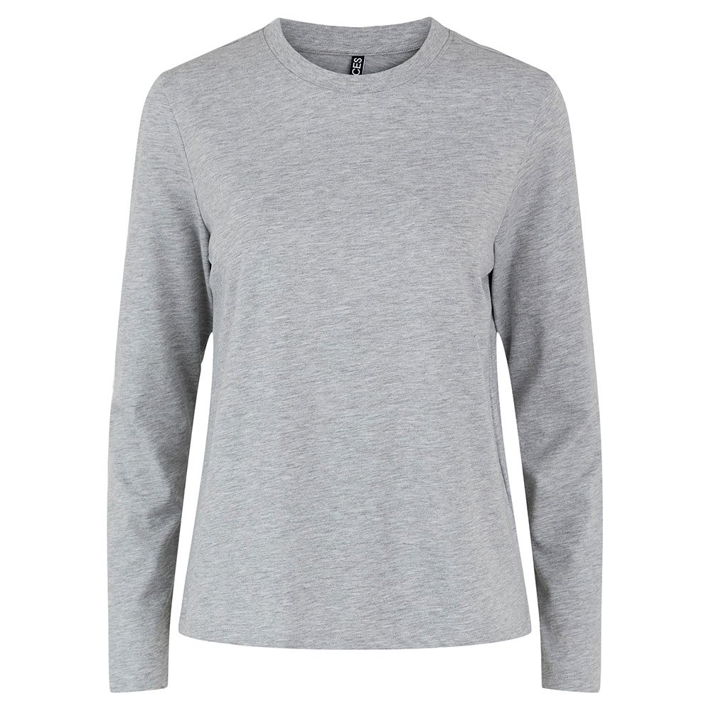 Pieces Ria Solid Langarm T-shirt XL Light Grey Melange günstig online kaufen