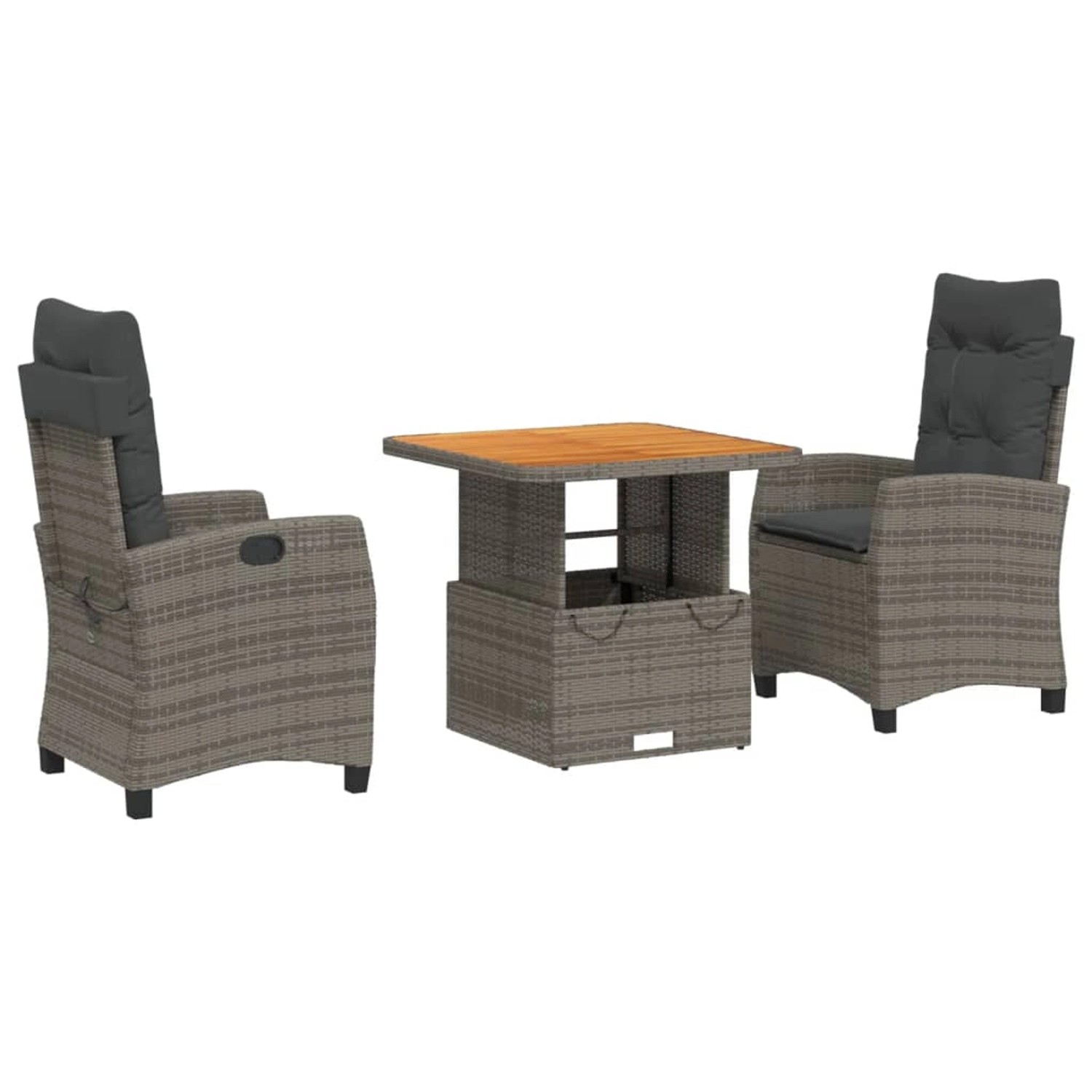 vidaXL 3-Tlg Garten-Essgruppe mit Kissen Grau Poly Rattan 3277397 günstig online kaufen