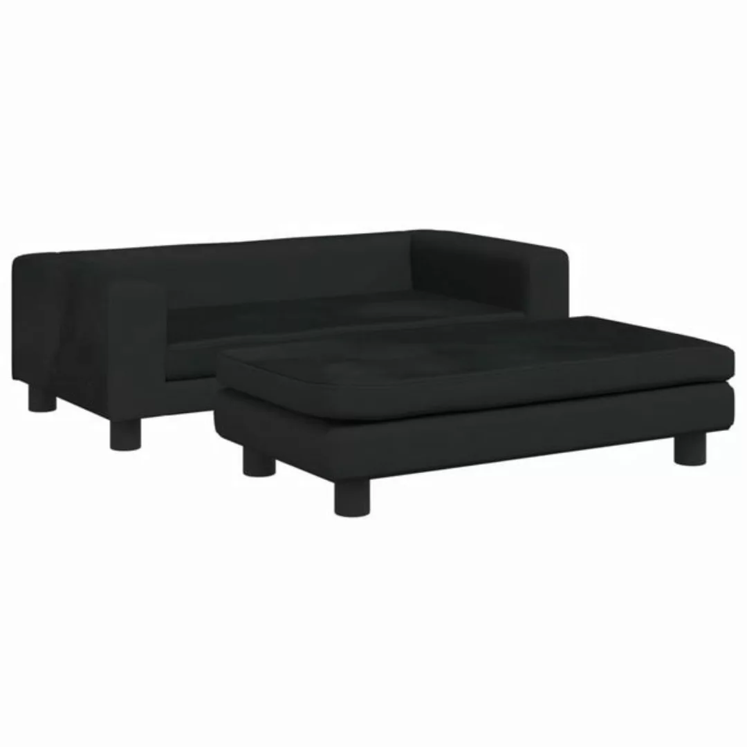 vidaXL Kindersofa Kindersofa mit Hocker Schwarz 100x50x30 cm Samt Kindercou günstig online kaufen