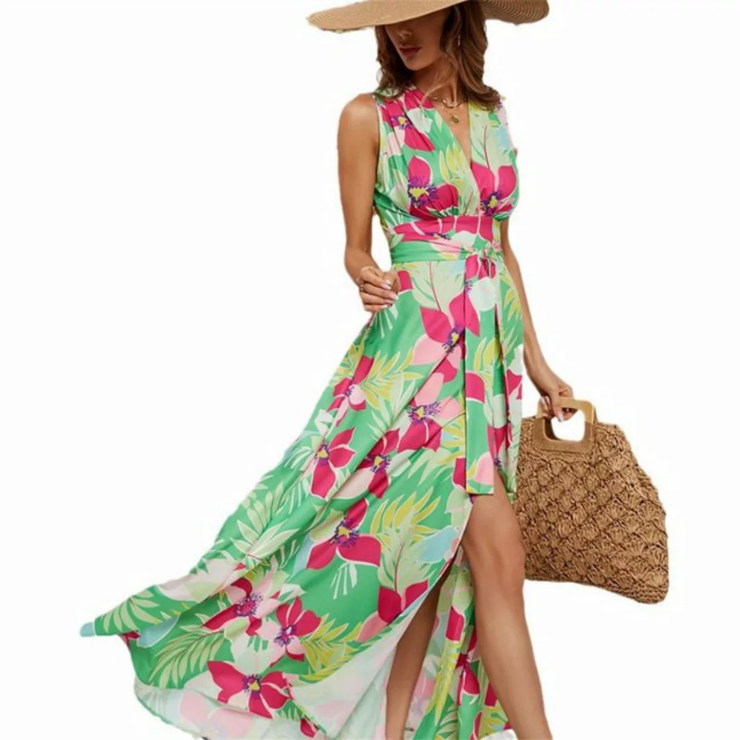 RUZU UG Dirndl Sommerliches, bedrucktes, geschlitztes Kleid zum Pendeln mit günstig online kaufen