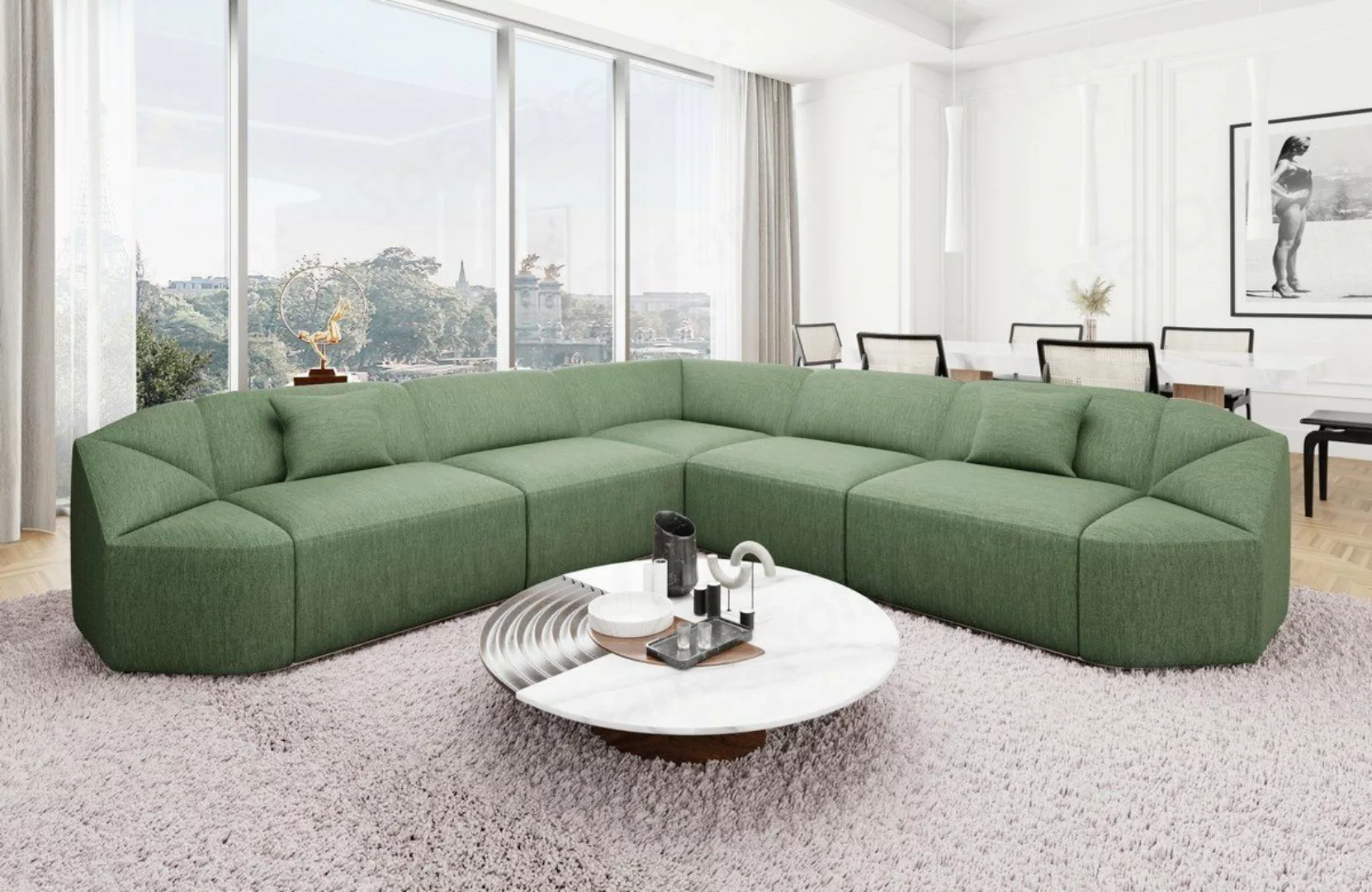 Sofa Dreams Ecksofa Luxus Couch Design Strukturstoff Sofa Cabrera L Form St günstig online kaufen