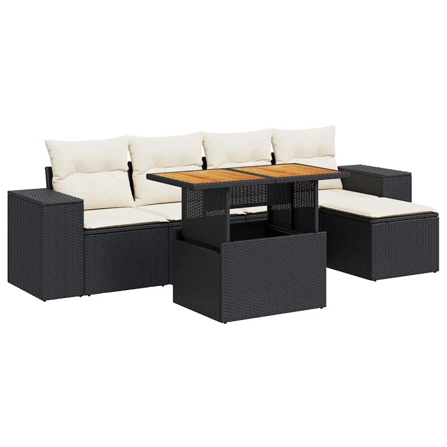 vidaXL 6-Tlg Garten-Sofagarnitur mit Kissen Schwarz Poly Rattan 3327360 günstig online kaufen