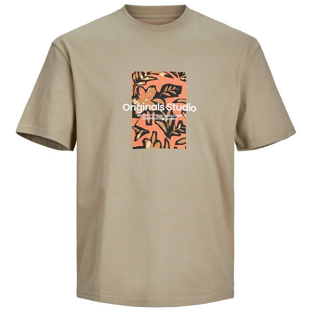 Jack & Jones Rundhalsshirt Jack&Jones XXL T-Shirt khaki Frontprint JORSEQUO günstig online kaufen