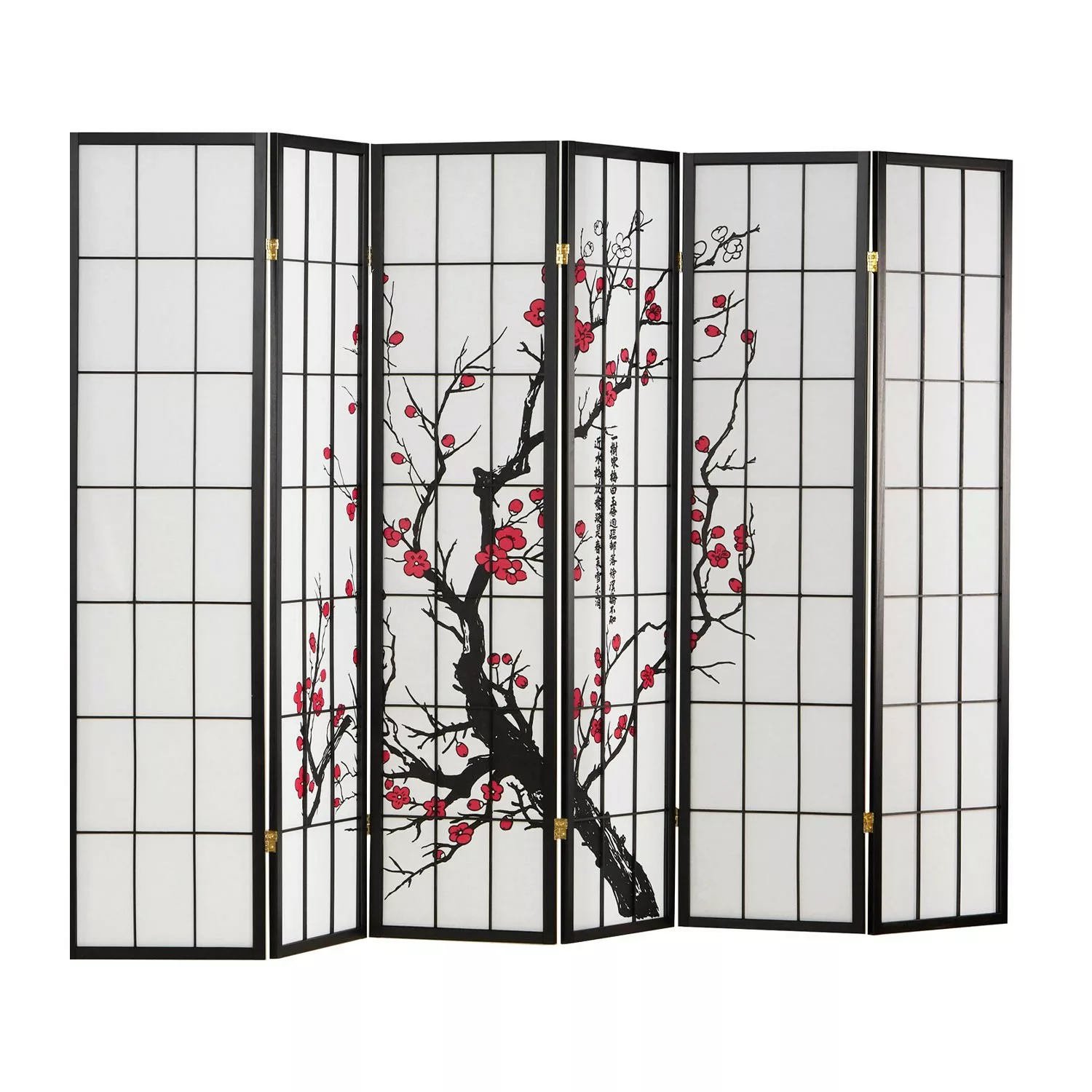 Homestyle4u 6-tlg. Paravent in Schwarz 264x179 cm 2007 günstig online kaufen