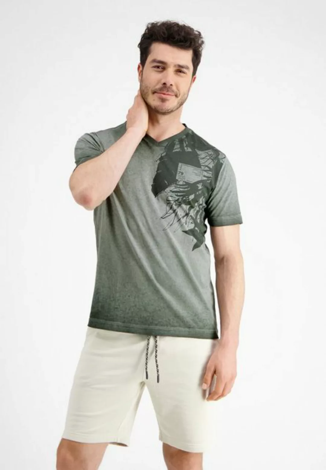 LERROS V-Shirt "LERROS V-Neck T-Shirt mit floralem Print" günstig online kaufen