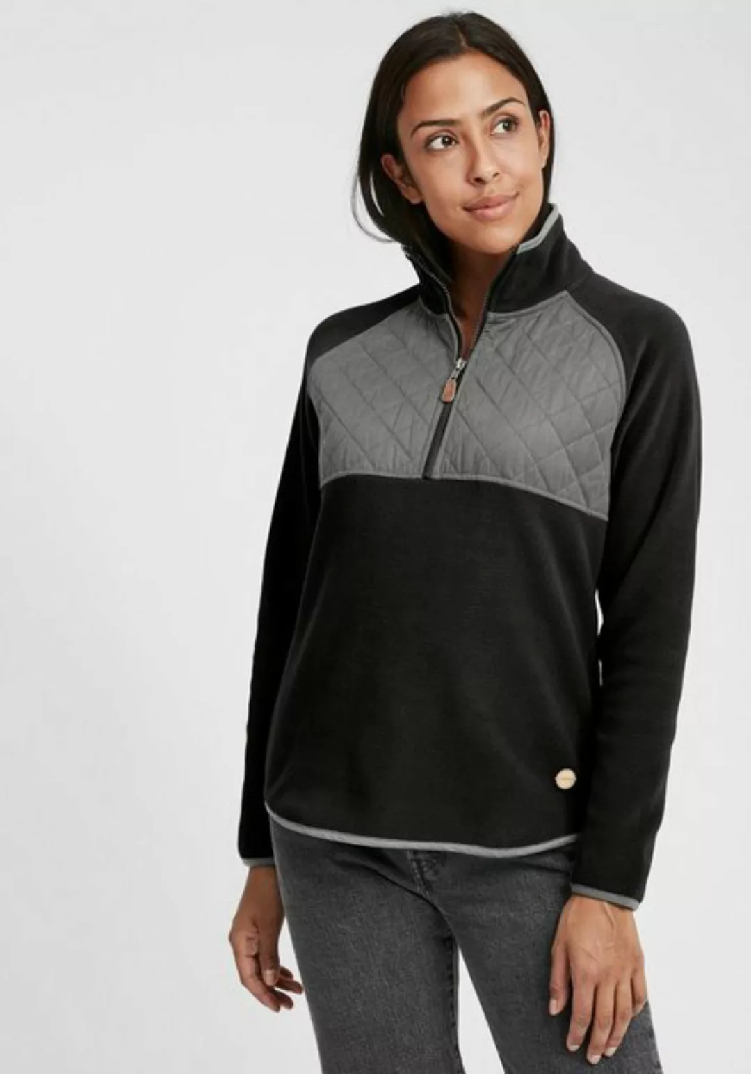 OXMO Sweatshirt OXMalita Fleece Troyer mit Stepp-Detail günstig online kaufen