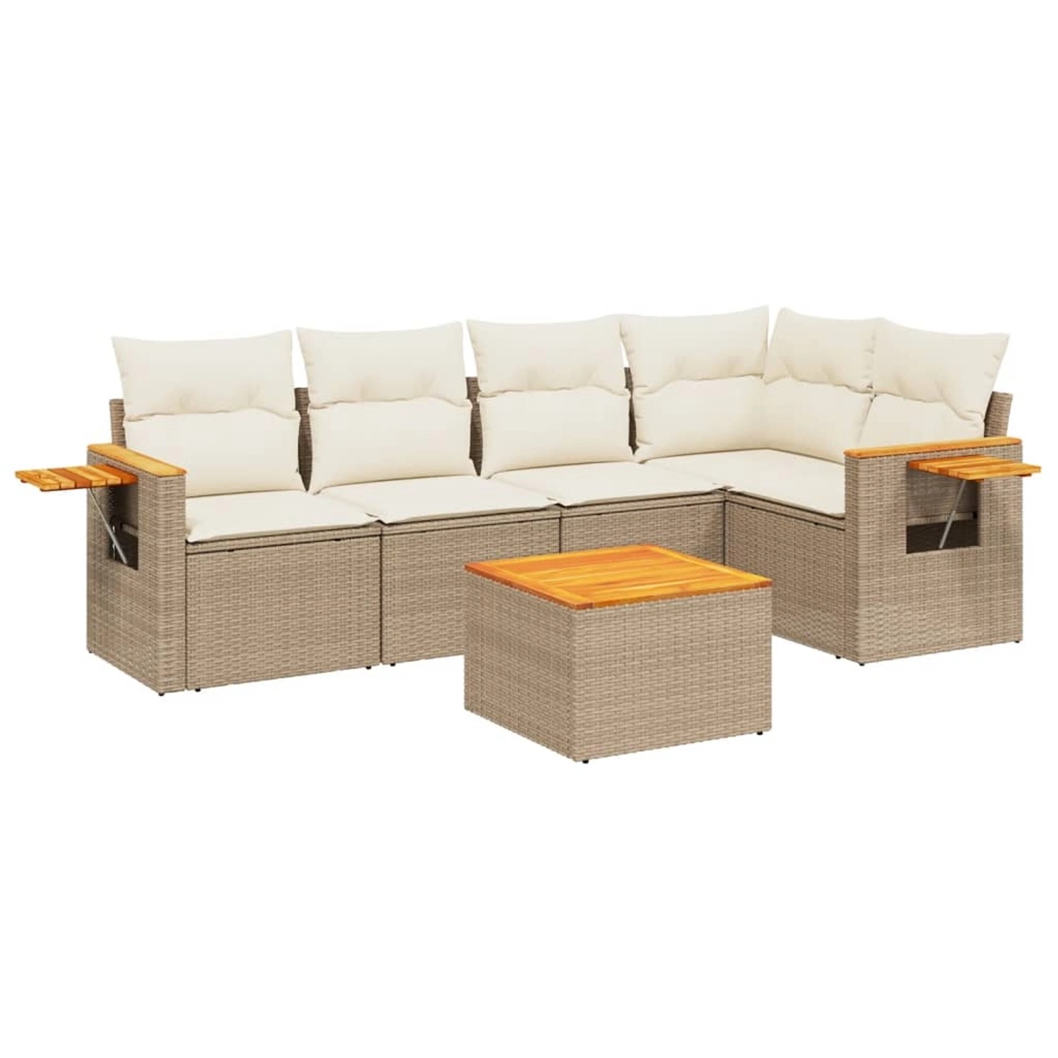 vidaXL 6-Tlg Garten-Sofagarnitur mit Kissen Beige Poly Rattan 3226793 günstig online kaufen