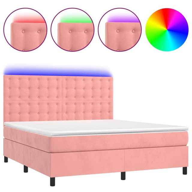 vidaXL Boxspringbett Boxspringbett mit Matratze & LED Samt (180 x 200 cm, R günstig online kaufen