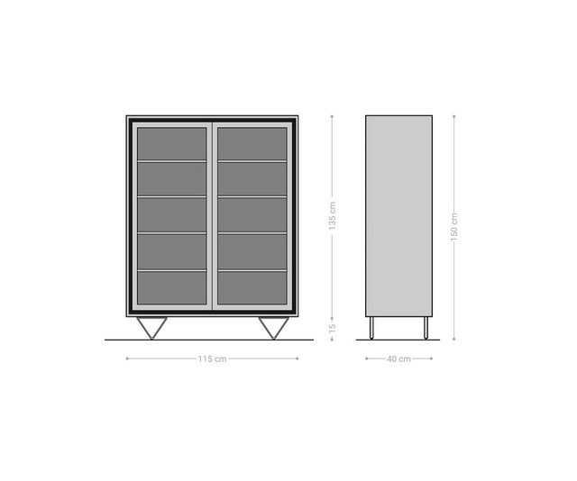 DELIFE Vitrine Stonegrace Akazie Natur 115x150 2 Türen Steinfurnier V-Fuß V günstig online kaufen