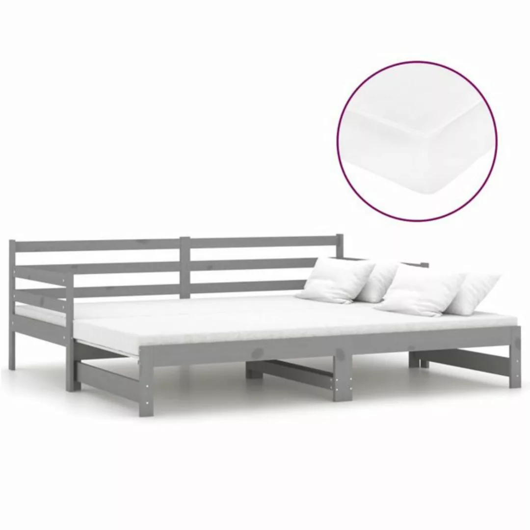 furnicato Bett Ausziehbares Tagesbett 2x(90x200) cm Grau Massivholz Kiefer günstig online kaufen