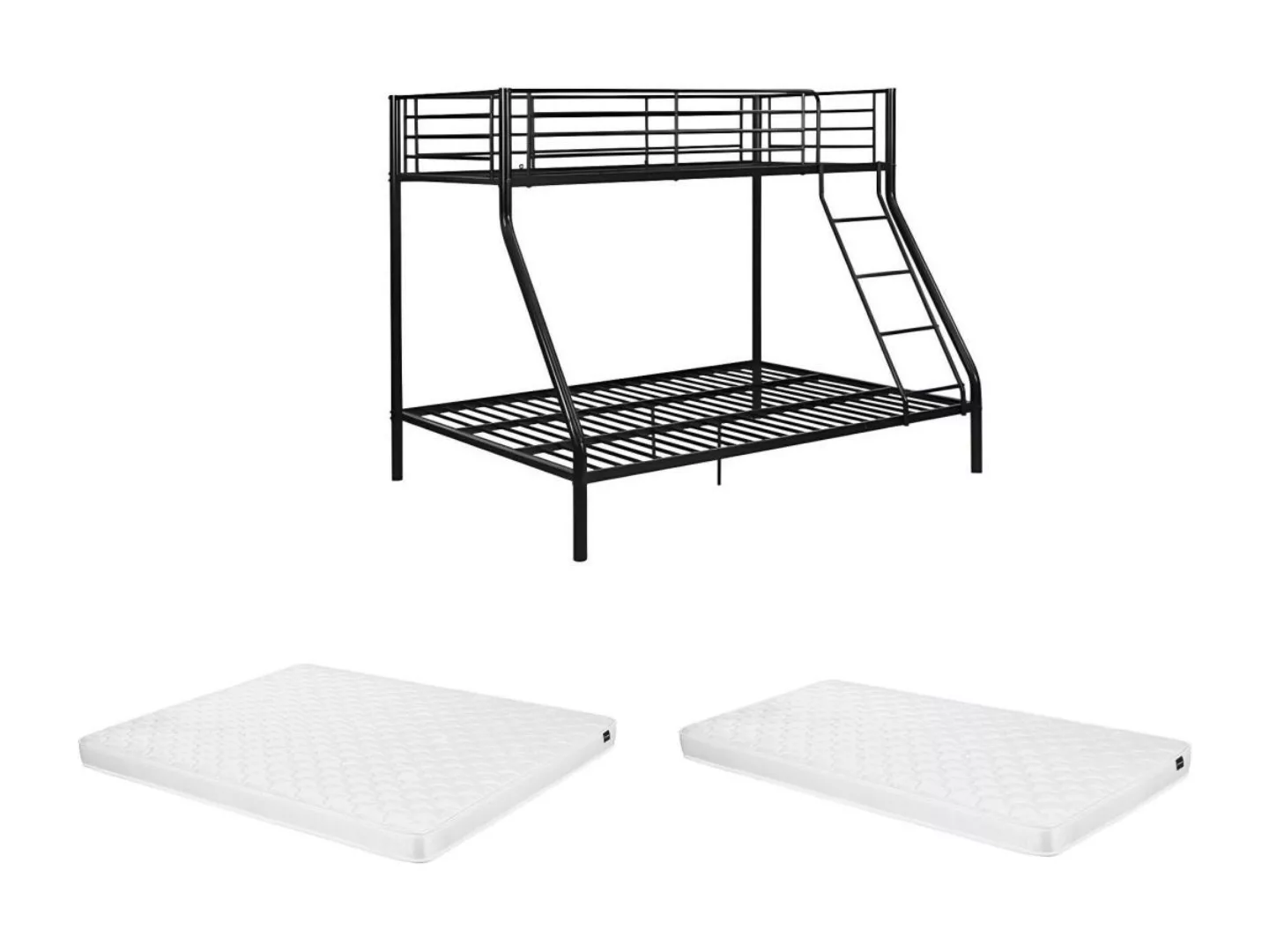 Etagenbett + Matratze - 90 & 140 x 190 cm - Stahl - Schwarz - ELEVATIO IV günstig online kaufen