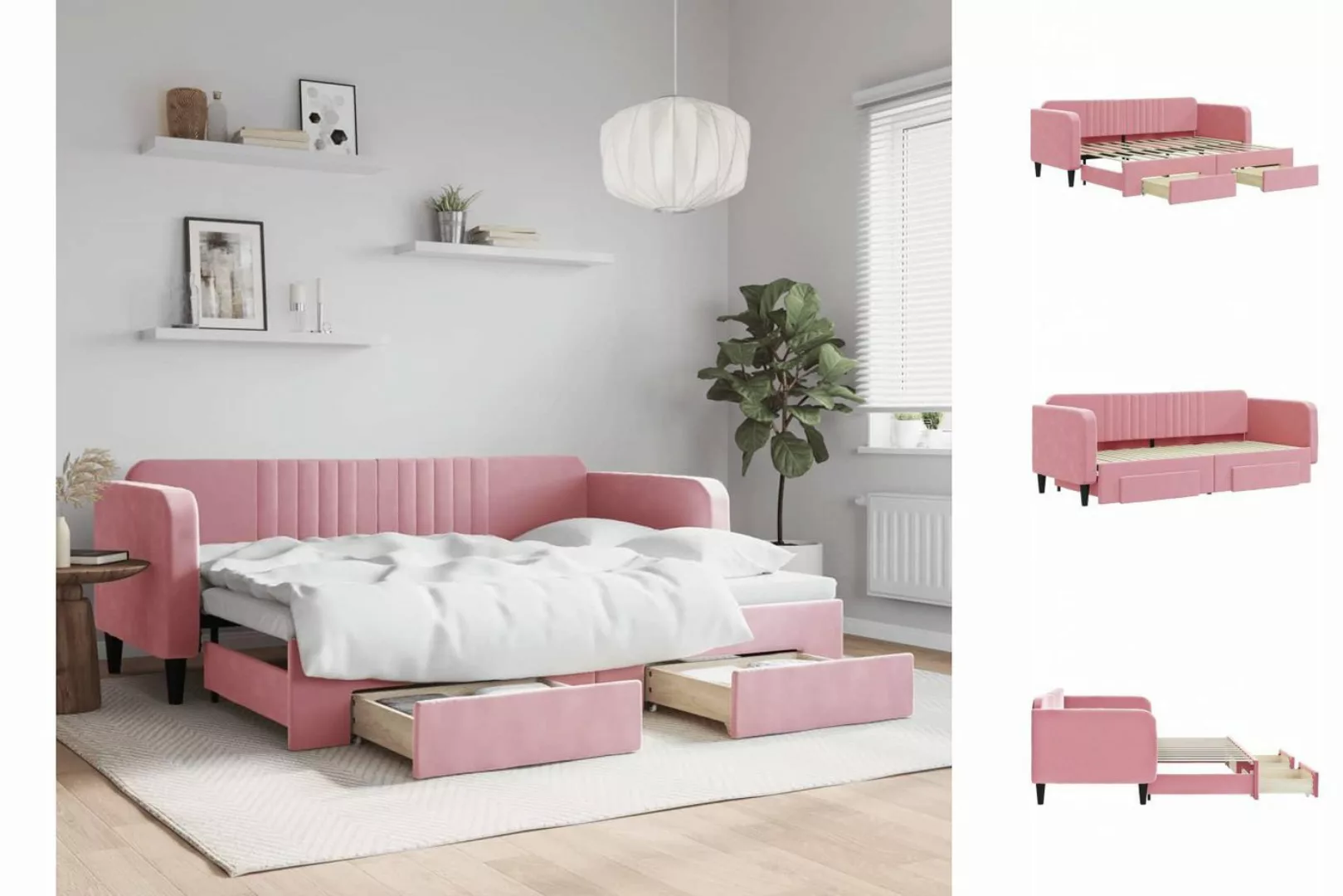 vidaXL Gästebett Gästebett Tagesbett Ausziehbar mit Schubladen Rosa 80x200 günstig online kaufen