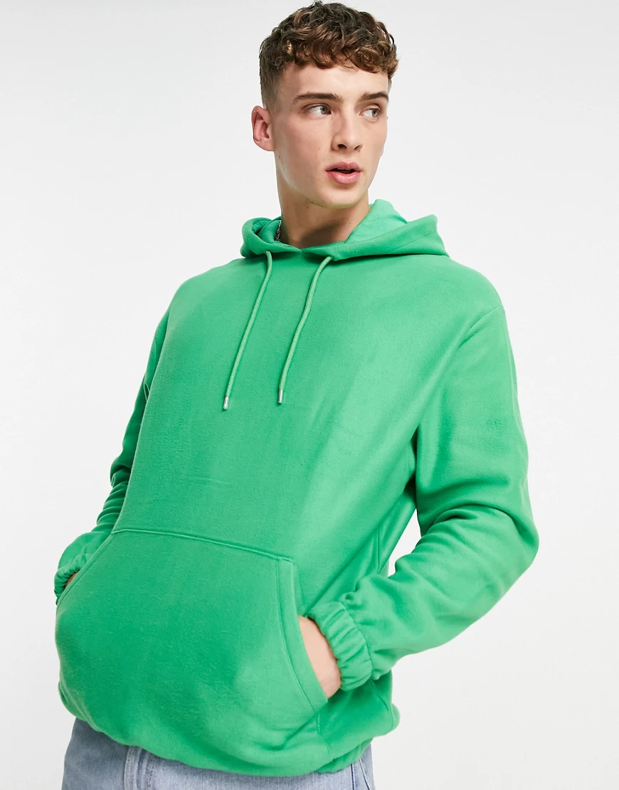 ASOS DESIGN – Oversized-Kapuzenpullover aus Polarfleece in Hellgrün günstig online kaufen