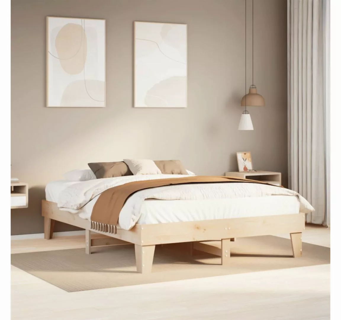 vidaXL Bett, Massivholzbett ohne Matratze 140x200 cm Kiefernholz günstig online kaufen