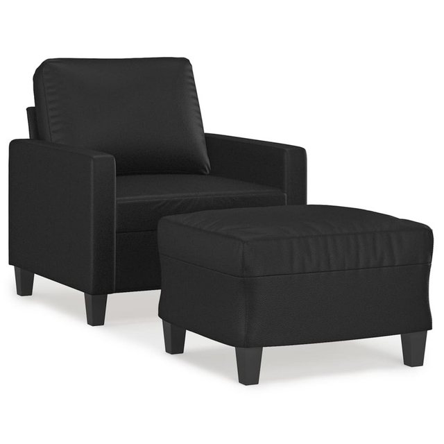 vidaXL Sofa Sessel mit Hocker Kunstleder, Schwarz günstig online kaufen