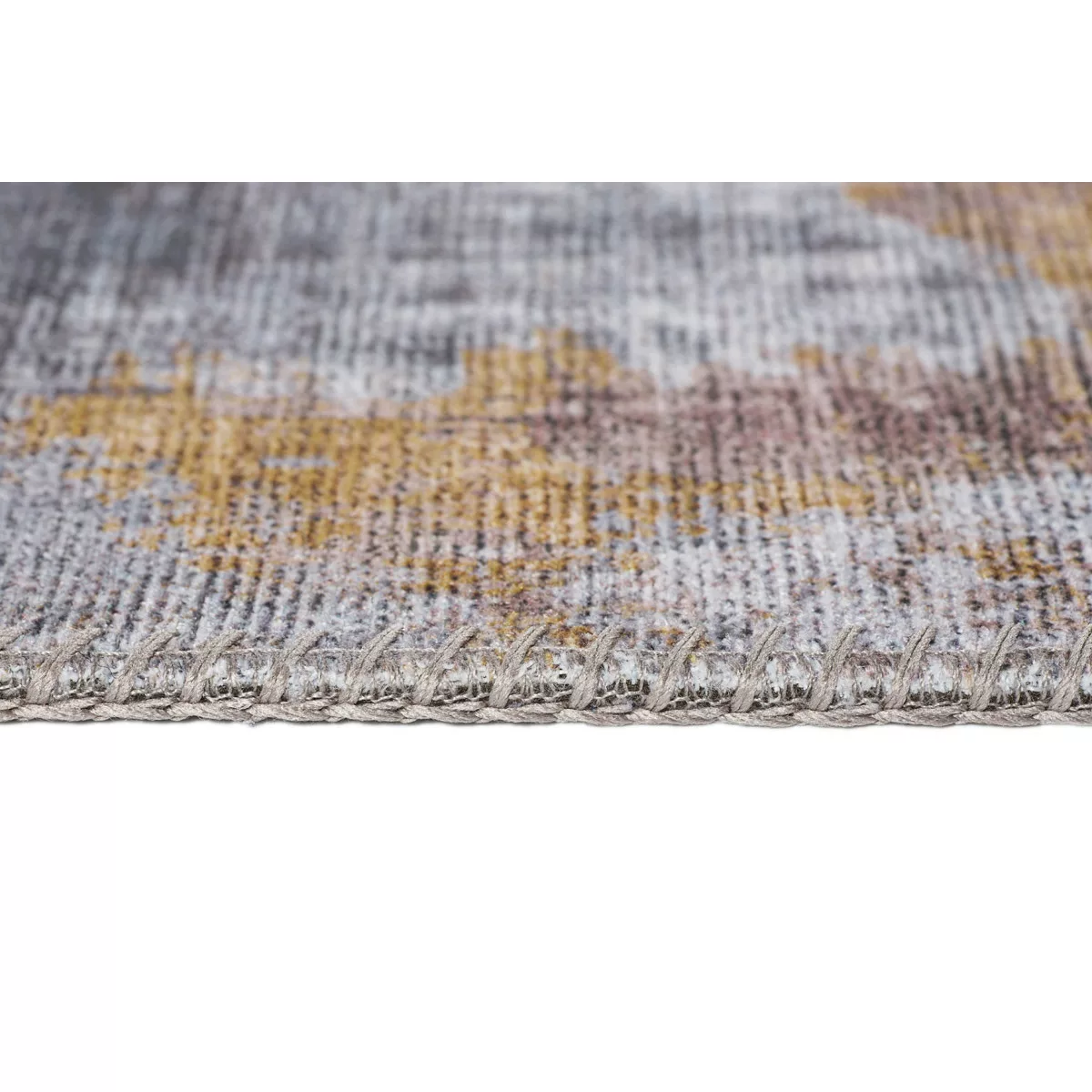 Homcom Teppich pflegeleichter Kurzflor Grau-Gelb 290 x 200 x 0,7 cm günstig online kaufen