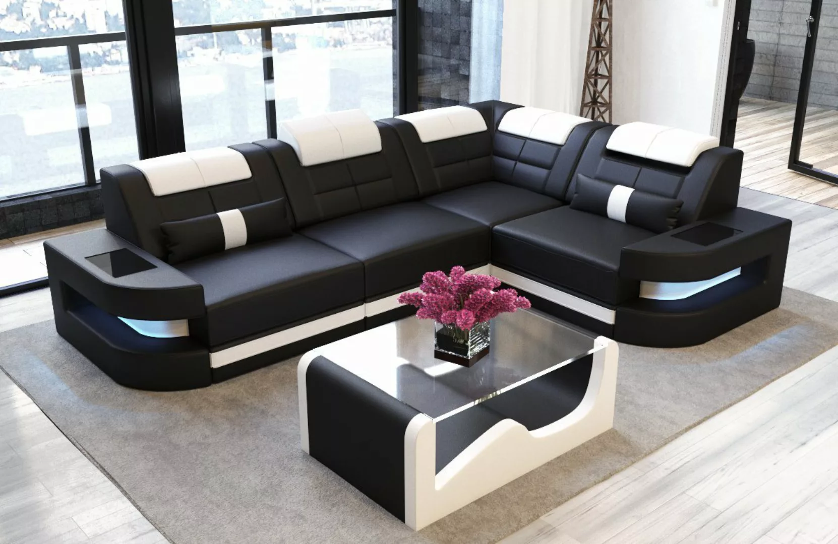 Sofa Dreams Ecksofa Ledercouch Sofa Leder Como L Form Ledersofa, Couch, mit günstig online kaufen