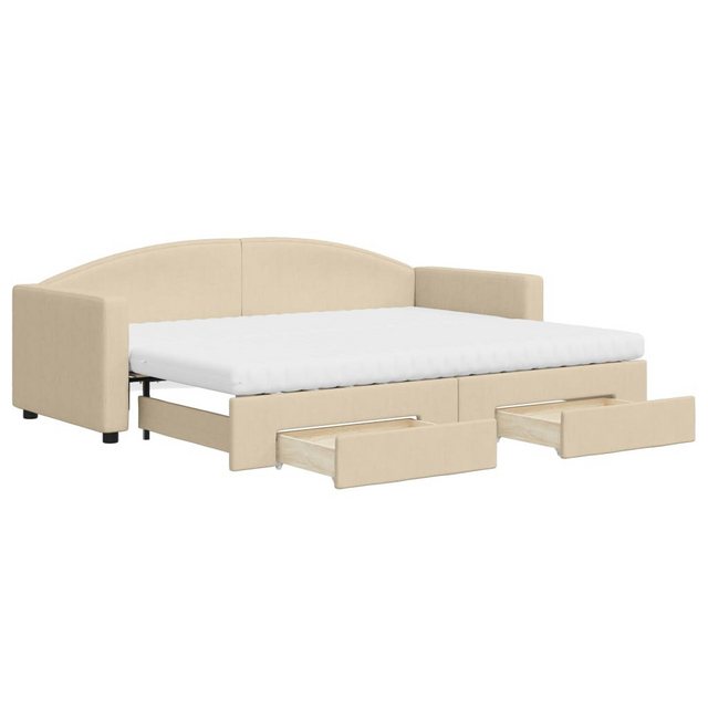 vidaXL Bett Tagesbett Ausziehbar mit Schubladen Creme 80x200 cm Stoff günstig online kaufen