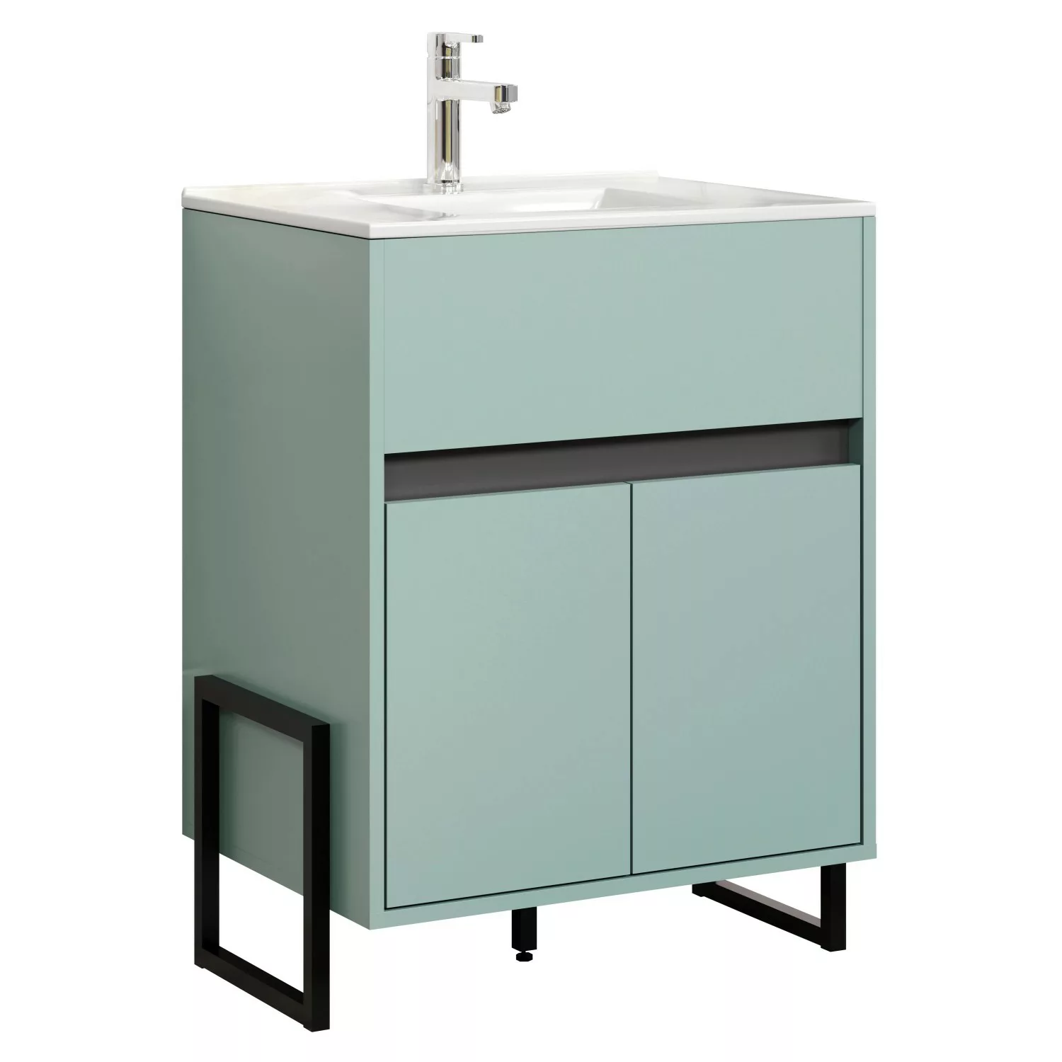 Trendteam Waschbeckenunterschrank Matix inkl. Waschbecken Dusk Blue 64 cm F günstig online kaufen