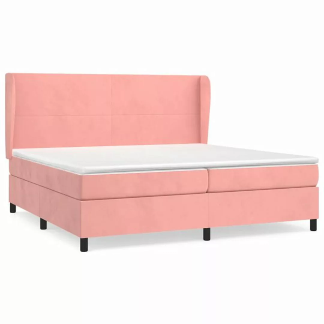 vidaXL Boxspringbett Boxspringbett mit Matratze Rosa 200x200 cm Samt Bett B günstig online kaufen