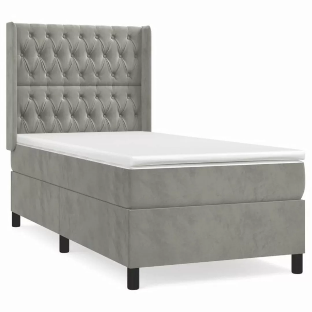 furnicato Bett Boxspringbett mit Matratze Hellgrau 100x200 cm Samt günstig online kaufen