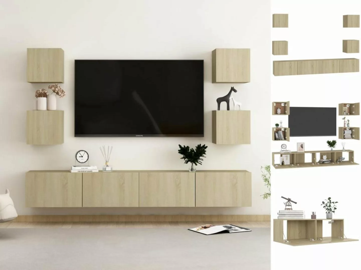 vidaXL TV-Schrank 6-tlg TV-Schrank-Set Sonoma-Eiche Spanplatte TV-Konsole f günstig online kaufen