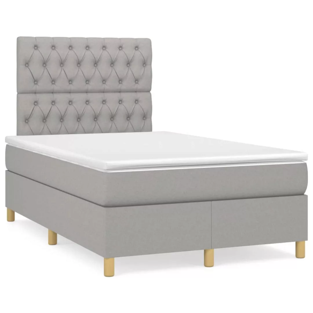 Vidaxl Boxspringbett Mit Matratze Hellgrau 120x200 Cm Stoff günstig online kaufen