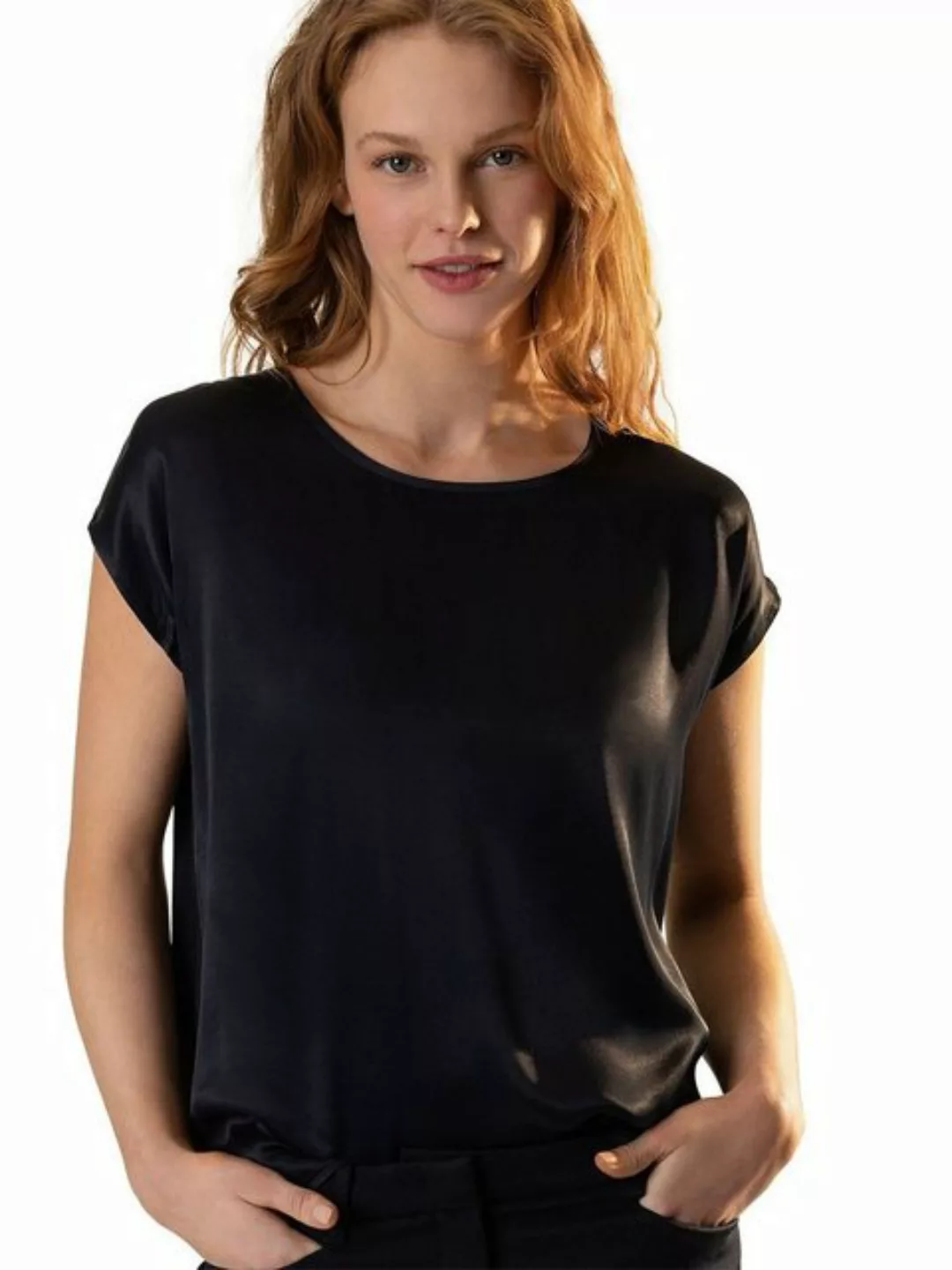 Shirt mit Satinfront, marine günstig online kaufen