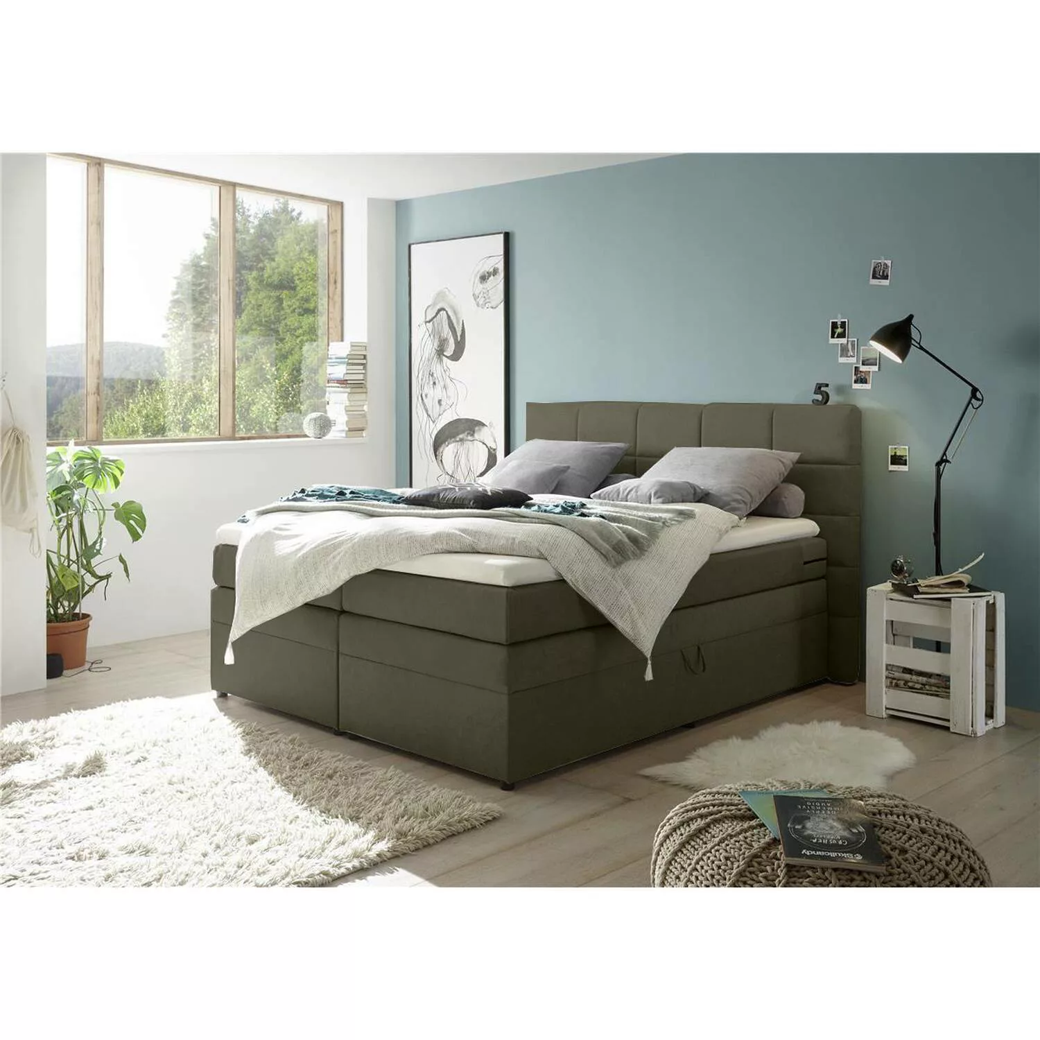 Lomadox Boxspringbett TEREZIN-09, Doppelbett, 180x200, mit Bettkasten, Härt günstig online kaufen