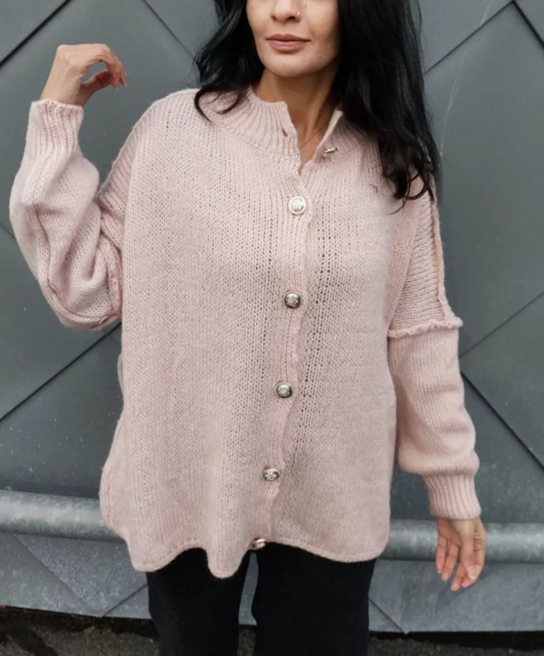 HELLO MISS Cardigan Trending Oversize Strickjacke mit Goldene Knopf, Damen günstig online kaufen