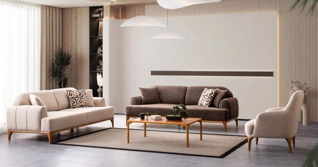 Xlmoebel Sofa Luxuriöses Wohnzimmermöbel-Set in modernem Beige mit Sofagarn günstig online kaufen