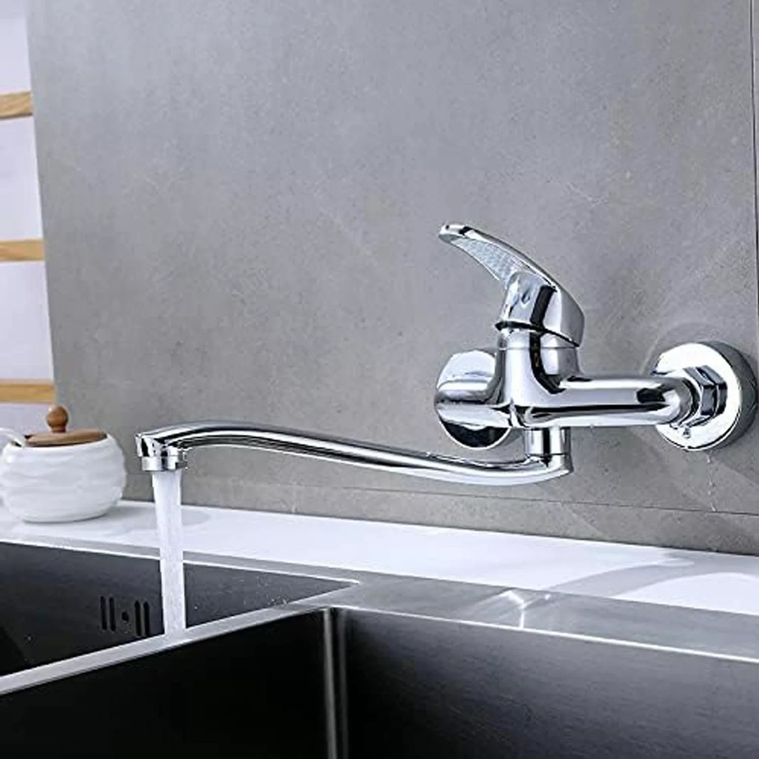 MODFU Spültischarmatur Küchenarmatur Wand Wasserhahn Waschtischmischer günstig online kaufen