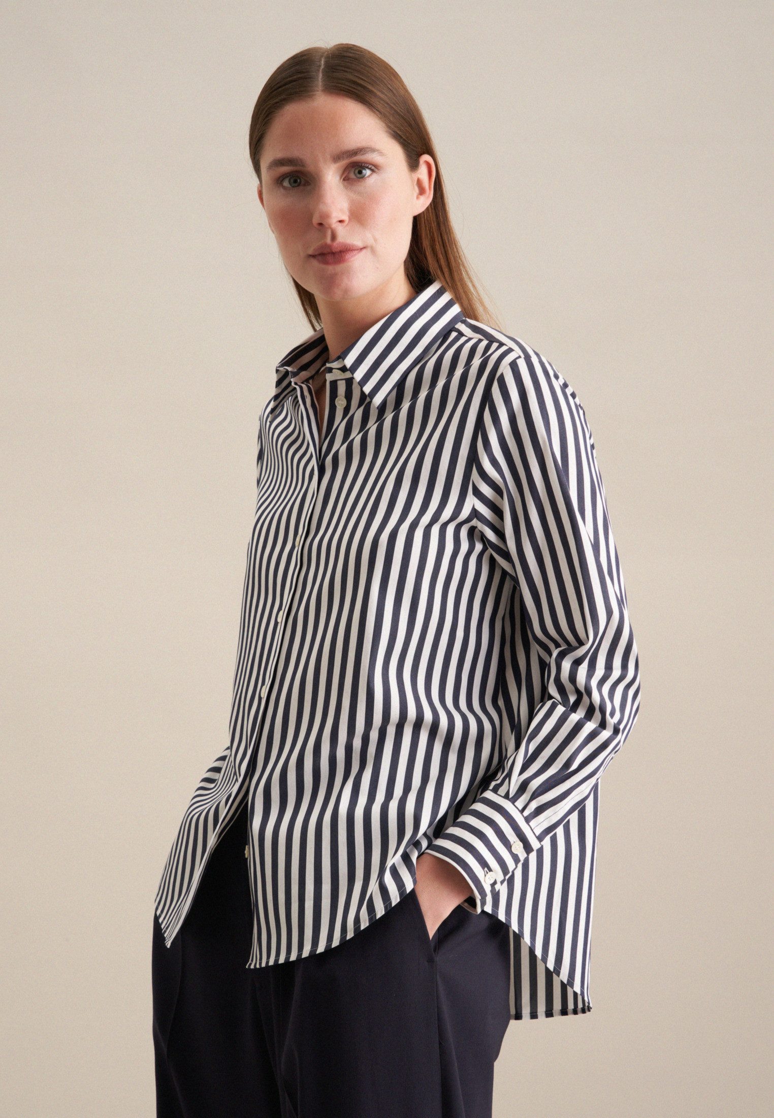 seidensticker Hemdbluse Schwarze Rose Langarm Kragen günstig online kaufen