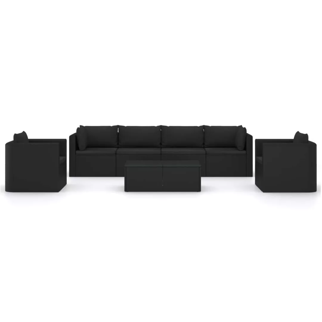 7-tlg. Garten-lounge-set Mit Kissen Poly Rattan Schwarz günstig online kaufen
