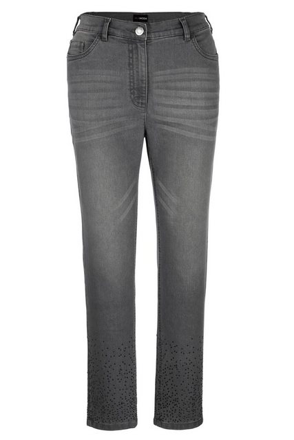 MIAMODA Regular-fit-Jeans Jeans Slim Fit Saum mit Ziersteinchen 5-Pocket günstig online kaufen