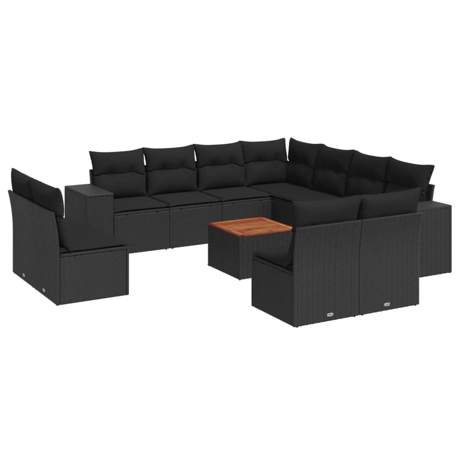 vidaXL 12-Tlg Garten-Sofagarnitur mit Kissen Schwarz Poly Rattan 3257833 günstig online kaufen