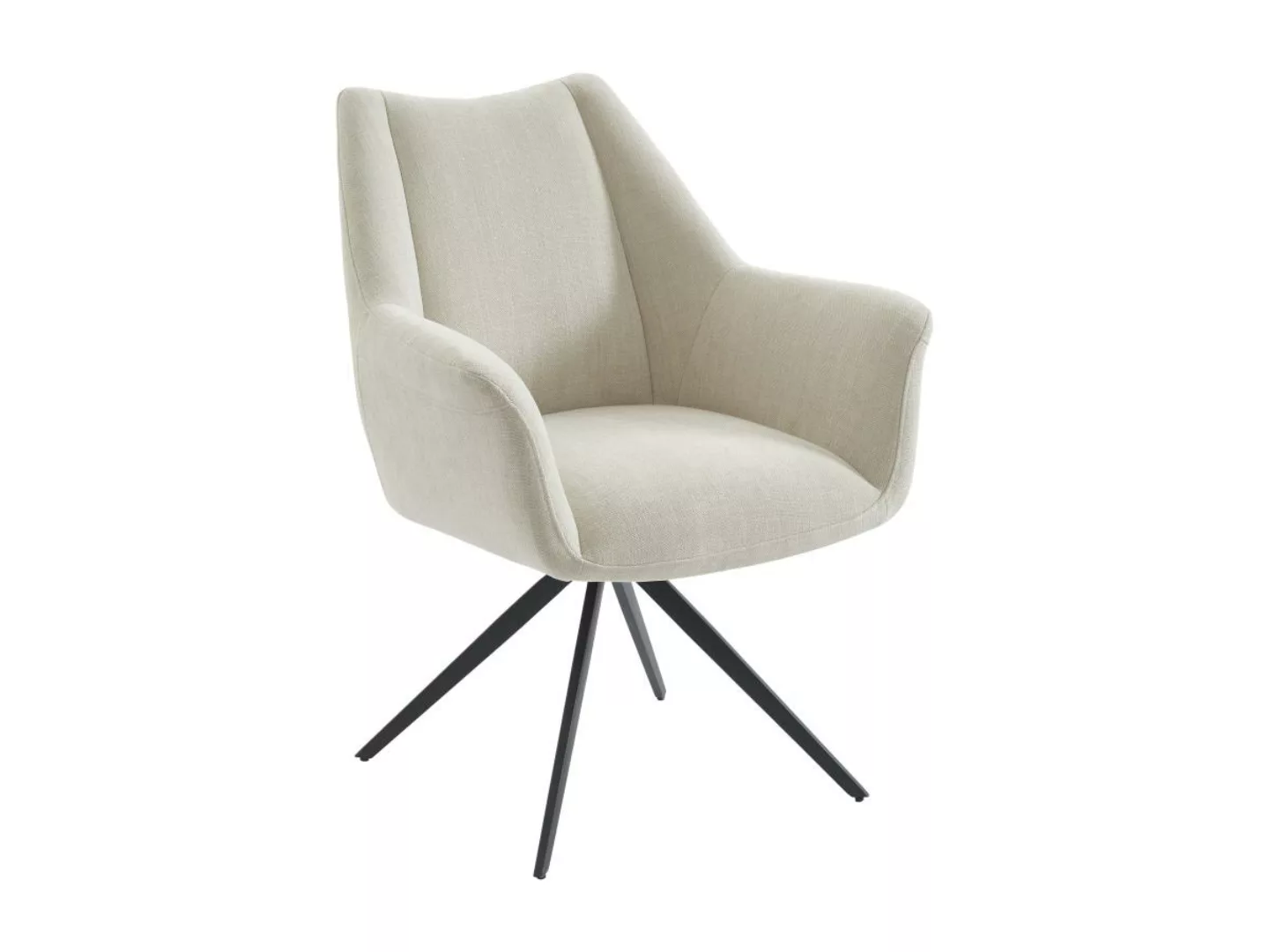 Stuhl mit Armlehnen - Stoff & schwarzes Metall - Beige - KARDESA von Maison günstig online kaufen