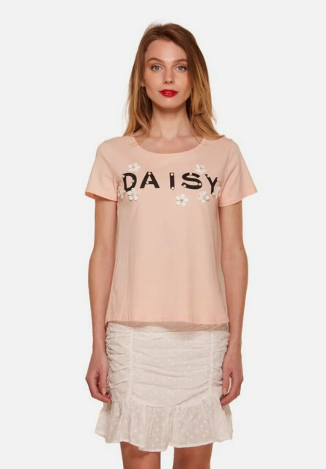 Tooche Kurzarmshirt Daisy Mit Blumenapplikationen und Druck günstig online kaufen