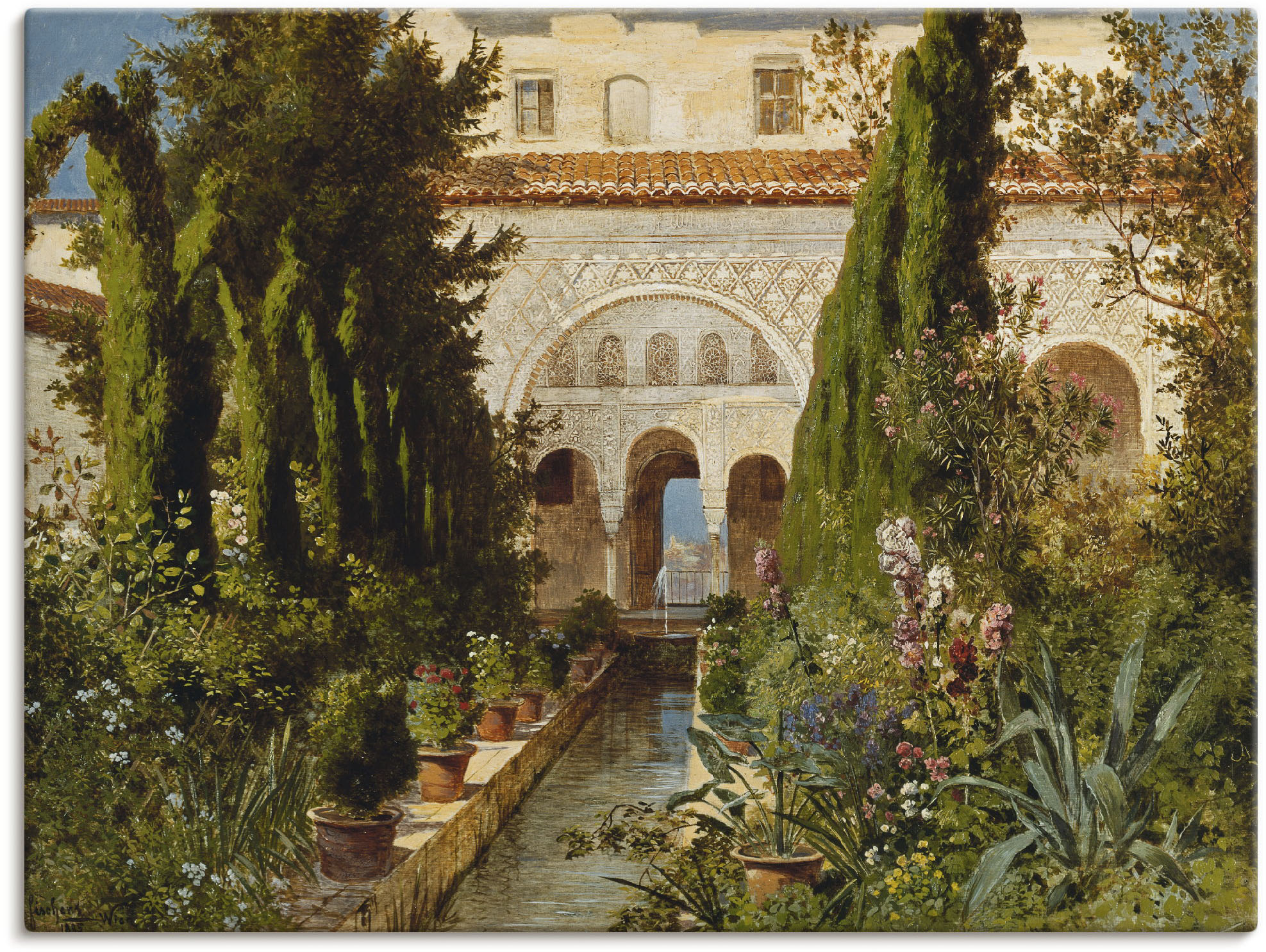 Artland Leinwandbild "Der Garten des Generalife bei Granada", Garten, (1 St günstig online kaufen