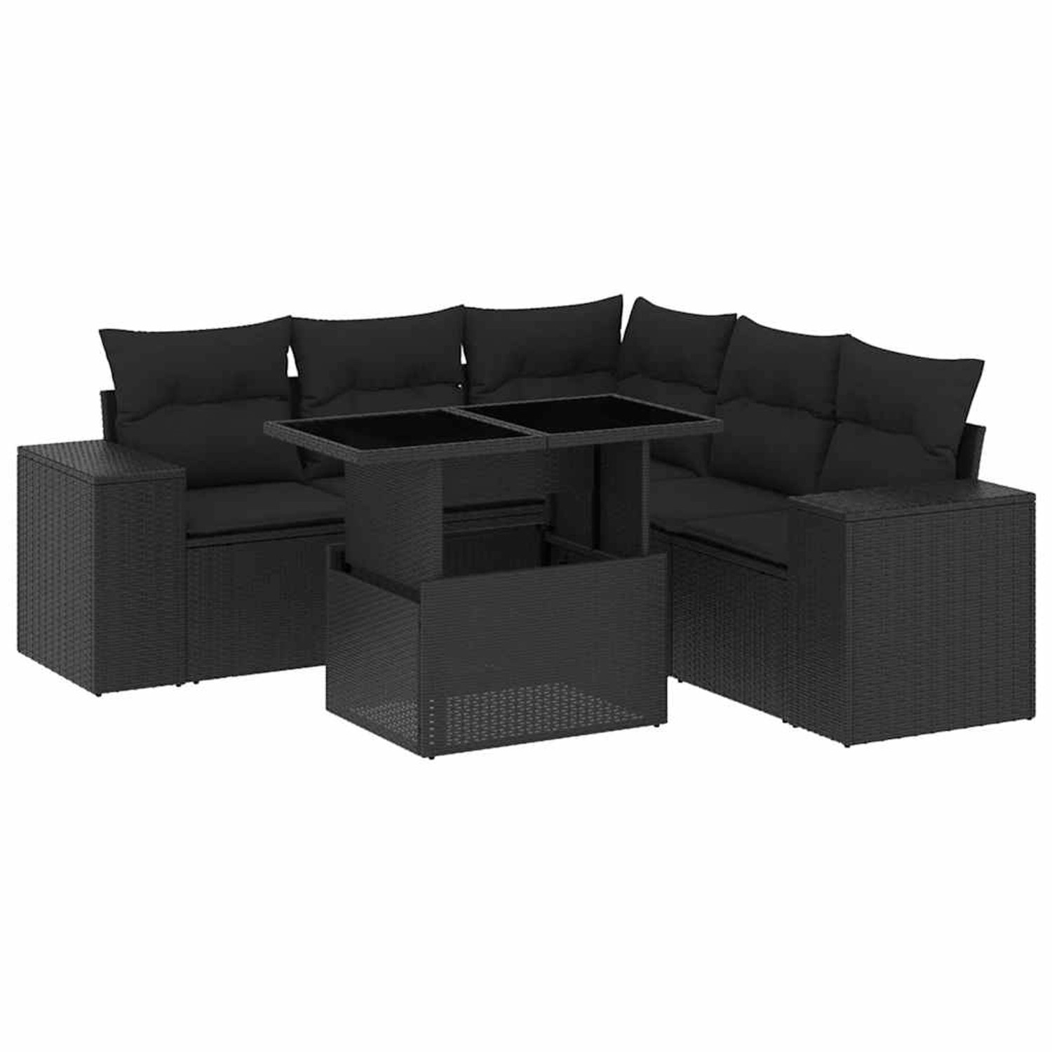 vidaXL 6-Tlg Garten-Sofagarnitur mit Kissen Schwarz Poly Rattan 3269155 günstig online kaufen