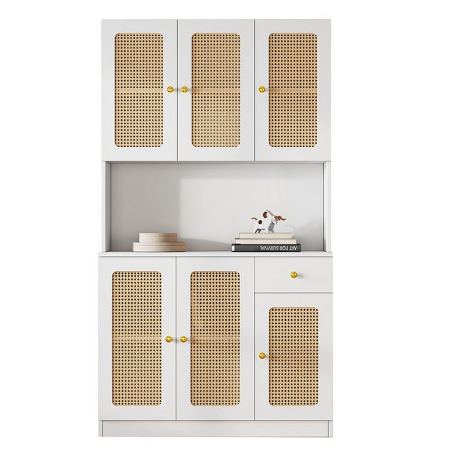 MODFU Hochschrank Rattan-Highboard,Eingangsschrank (mit 6 Rattantüren und 1 günstig online kaufen