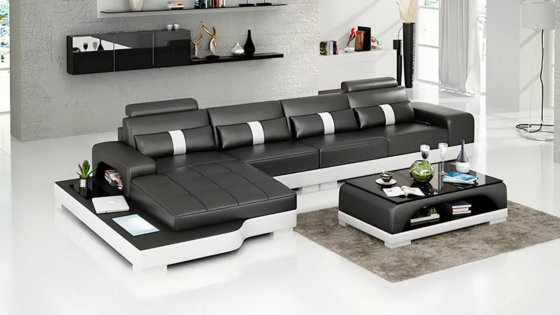 Xlmoebel Ecksofa L-förmiges Ledersofa Designer-Sofa Polster-Wohnlandschaft, günstig online kaufen