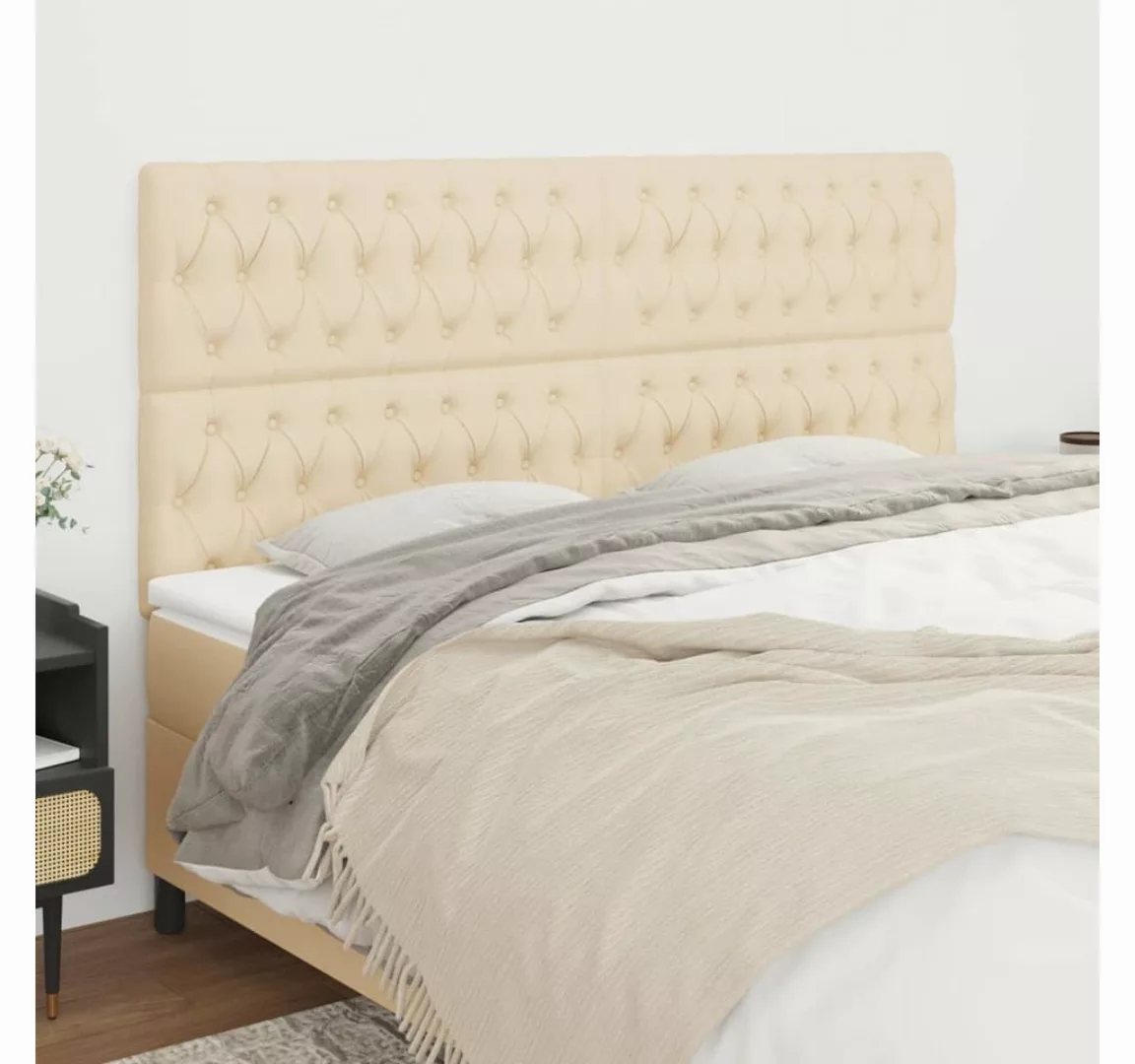 vidaXL Bett, Kopfteile 4 Stk. Creme 100x7x78/88 cm Stoff günstig online kaufen