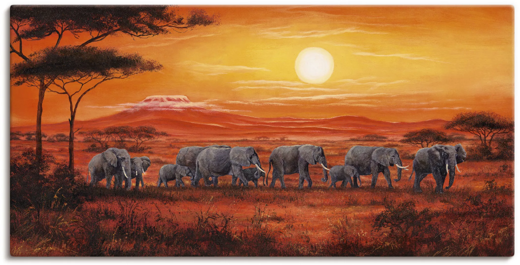 Artland Wandbild "Elefantenherde", Wildtiere, (1 St.) günstig online kaufen